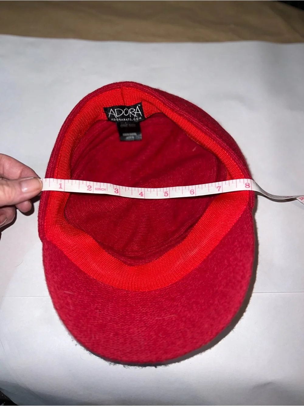 ADORA Red 100% Wool Newsboy Hat Cabbie Cap Structured Brim